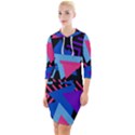 Memphis Pattern Geometric Abstract Quarter Sleeve Hood Bodycon Dress View1