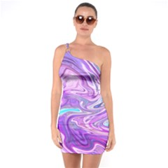 Pattern Texture Art Rainbow One Soulder Bodycon Dress by HermanTelo