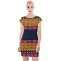 Diamond Red Black Pink Orange African Print Cap Sleeve Bodycon Dress View1