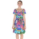 Pond Abstract  Short Sleeve Bardot Dress View1