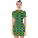 Check Pattern Red, Green, Blue Drop Hem Mini Chiffon Dress View1