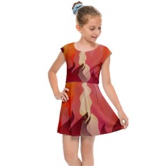 Fire Abstract Cartoon Red Hot Kids  Cap Sleeve Dress by Nexatart