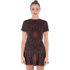 Fractal Glowing Abstract Digital Drop Hem Mini Chiffon Dress by Pakrebo