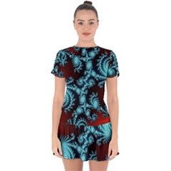 Fractal Spiral Abstract Pattern Art Drop Hem Mini Chiffon Dress by Pakrebo