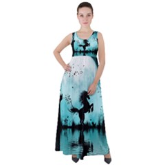 Wonderful Unicorn Silhouette In The Night Empire Waist Velour Maxi Dress by FantasyWorld7