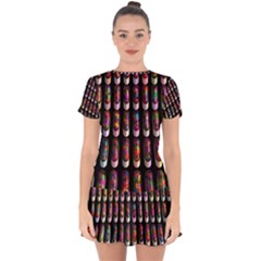 Texture Abstract Drop Hem Mini Chiffon Dress by HermanTelo