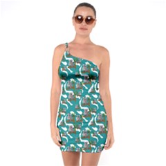 Koala Bears Pattern One Soulder Bodycon Dress by bloomingvinedesign