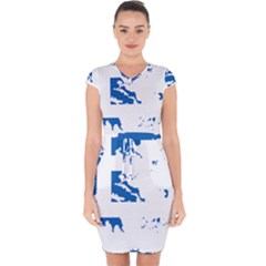 Greece Country Europe Flag Borders Capsleeve Drawstring Dress  by Sapixe