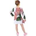 Roses Pink Leaves Flowers Perfume Kids  Long Sleeve Velvet Dress View2