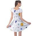 Memphis Pattern With Geometric Shapes Cap Sleeve Dress View2