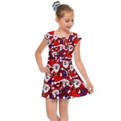 Nicholas Santa Christmas Pattern Kids  Cap Sleeve Dress by Simbadda