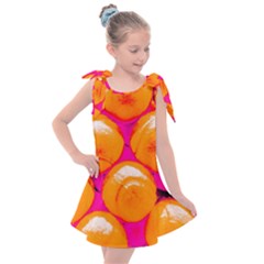 Pop Art Tennis Balls Kids  Tie Up Tunic Dress by essentialimage