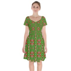 Seamless Wallpaper Digital Short Sleeve Bardot Dress by Vaneshart