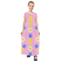 Pop Art Pineapple Seamless Pattern Vector Kids  Short Sleeve Maxi Dress by Sobalvarro