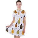 Pineapples Short Sleeve Shoulder Cut Out Dress  View1