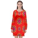 Geometric Design Decor Decorative Repeating Pattern Seamless Long Sleeve Chiffon Shift Dress  View1