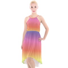 Rainbow Shades High-low Halter Chiffon Dress  by designsbymallika