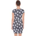 WHITE SKULL PATTERN Capsleeve Drawstring Dress  View2