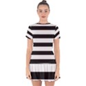 Black and White Large Stripes Goth Mime french style Drop Hem Mini Chiffon Dress View1