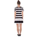 Black and White Large Stripes Goth Mime french style Drop Hem Mini Chiffon Dress View2