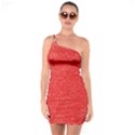 Modern Red And White Confetti Pattern One Soulder Bodycon Dress View1