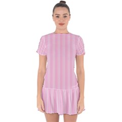 Nice Stripes - Blush Pink Drop Hem Mini Chiffon Dress by FashionBoulevard