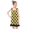 Polka Dots Black On Ceylon Yellow Kids  Overall Dress View1