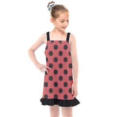 Polka Dots Black On Indian Red Kids  Overall Dress by FashionBoulevard