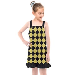 Block Fiesta Black And Ceylon Yellow Kids  Overall Dress by FashionBoulevard