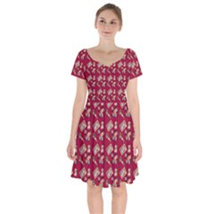 Robin Art Red Pattern Short Sleeve Bardot Dress by snowwhitegirl