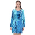 Blue Waves Long Sleeve Chiffon Shift Dress  View1