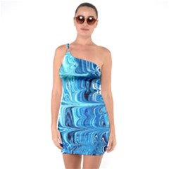 Blue Waves One Soulder Bodycon Dress by Sparkle