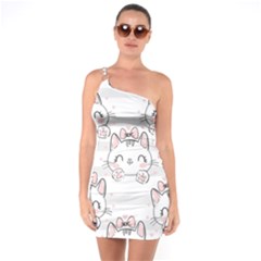 Cat With Bow Pattern One Soulder Bodycon Dress by Vaneshart