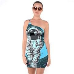 Astronaut Full Color One Soulder Bodycon Dress by Vaneshart