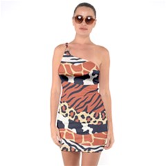 Mixed Animal Skin Print Safari Textures Mix Leopard Zebra Tiger Skins Patterns Luxury Animals Texture One Soulder Bodycon Dress by BangZart