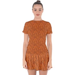 Animal Skin - Lion And Orange Skinnes Animals - Savannah And Africa Drop Hem Mini Chiffon Dress by DinzDas