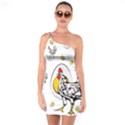 Roseanne Chicken, Retro Chickens One Soulder Bodycon Dress View1