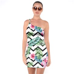 Tropical Zig Zag Pattern One Soulder Bodycon Dress by designsbymallika