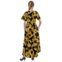 Black Yellow Brown Camouflage Pattern Front Wrap High Low Dress View2