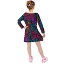 Colorful Monarch Butterfly Pattern Kids  Long Sleeve Velvet Dress View2