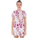 Abstract Pink Roses on White Drop Hem Mini Chiffon Dress View1