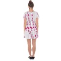 Abstract Pink Roses on White Drop Hem Mini Chiffon Dress View2