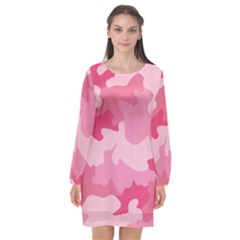 Camo Pink Long Sleeve Chiffon Shift Dress  by MooMoosMumma