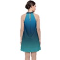 Blue Teal Green Gradient Ombre Colors Velvet Halter Neckline Dress  View2