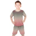 Tea Rose and Sage Gradient Ombre Colors Kids  Tee and Shorts Set View1