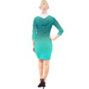 Teal Turquoise Green Gradient Ombre Quarter Sleeve Hood Bodycon Dress View2