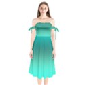 Teal Turquoise Green Gradient Ombre Shoulder Tie Bardot Midi Dress View1