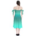 Teal Turquoise Green Gradient Ombre Shoulder Tie Bardot Midi Dress View2