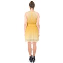 Saffron Yellow and Cream Gradient Ombre Color Halter Collar Waist Tie Chiffon Dress View2