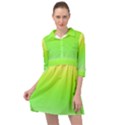 Lemon Yellow and Lime Green Gradient Ombre Color Mini Skater Shirt Dress View1